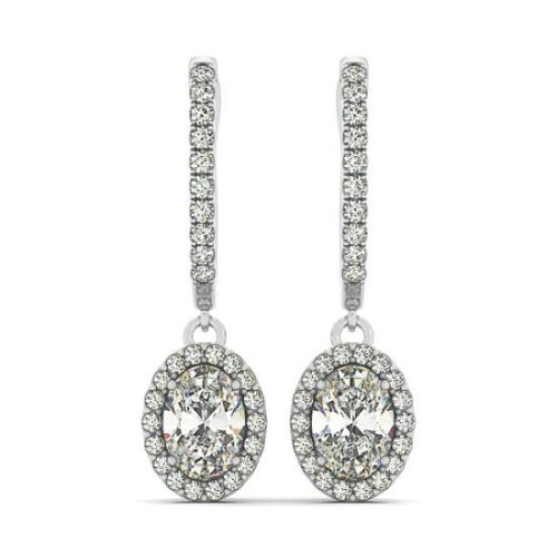 1.50 ct Oval Diamond & Halo Dangle Earrings