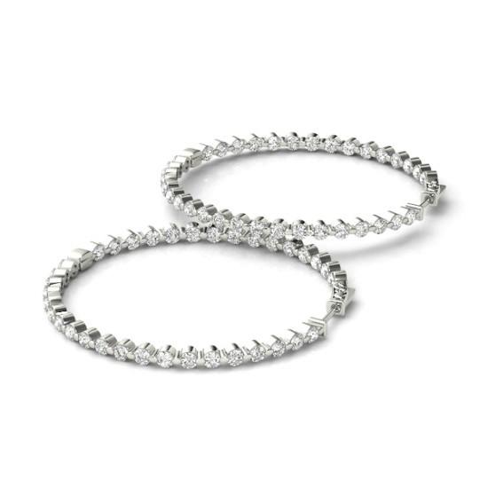 2.60 Carat Diamond Shared Prong Hoop Earrings (37mm)