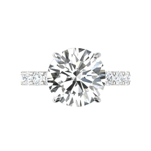 5.80 Carat Round Harro Moissanite & 3mm Diamond U Shape Engagement Ring