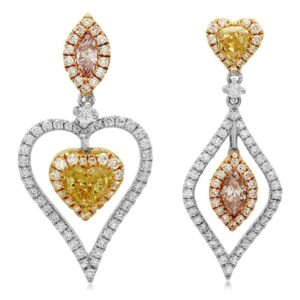 Pink Diamond & Yellow Diamond Mismatch Earrings (1.84 ctw)