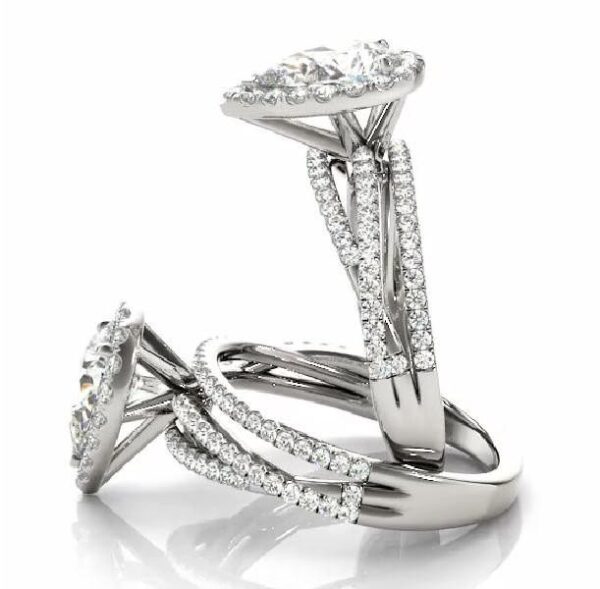 1 Carat Pear Diamond & Halo Multi Row Ring