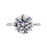 6 Carat Round Moissanite Classic Six Prong Knife Edge Solitaire