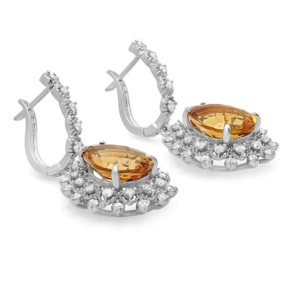 Pear Citrine & Diamond Earrings