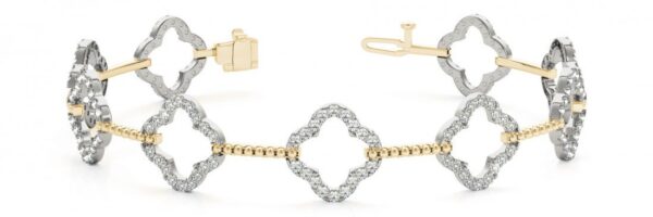 1.62 carat Diamond Clover Bracelet 14k White Gold