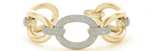 5.25 Carat tw. Diamond Pave Large Link Bracelet 14k Yellow Gold