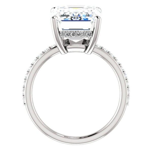 9.30 Carat Radiant Cut Forever One Moissanite & Diamond Hidden Halo Engagement Ring