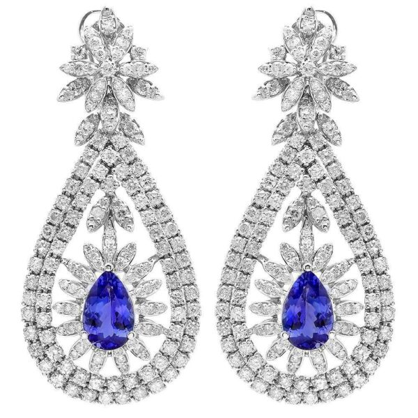 5.40 CT Tanzanite & 7.12 CT Diamond Earrings