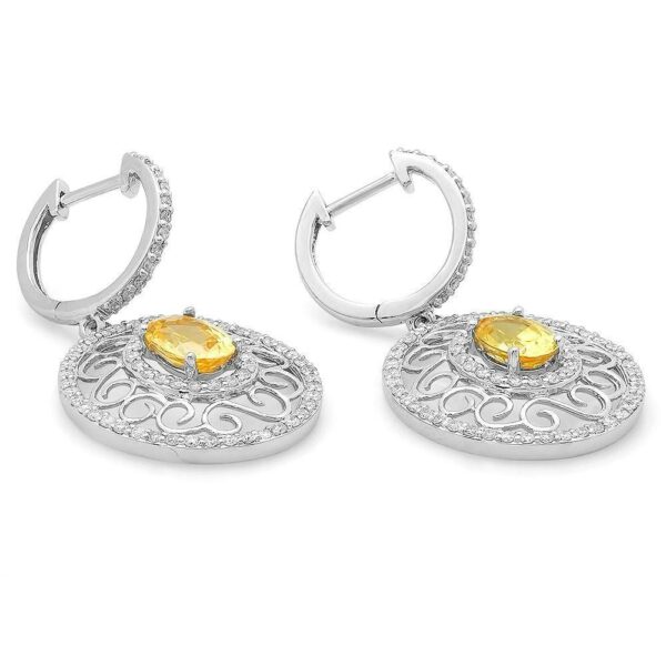 Yellow Sapphire & Diamond Filigree Earrings