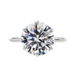 8 Carat Round Moissanite Classic Six Prong Knife Edge Solitaire