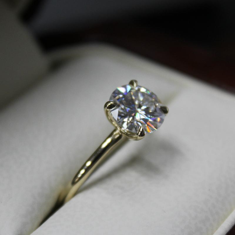 2.00 Carat Round Forever One Moissanite Solitaire Ring 14k Yellow Gold ...