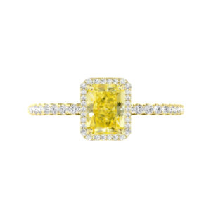 1.80 Carat Radiant Yellow Moissanite & Diamond Halo Ring