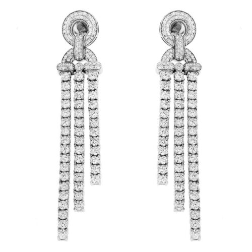Diamond Three Row Fringe Earrings