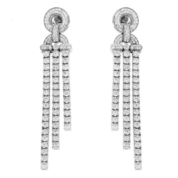 Diamond Three Row Fringe Earrings
