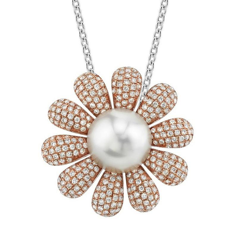 Mother Of Pearl Flower Pendant Necklace – Haus of Dietrich