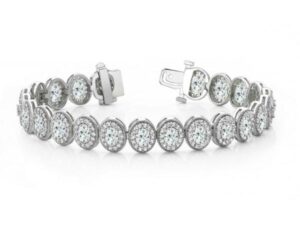 10 Carat Oval Diamond & 5 Carat Diamond Halo Tennis Bracelet