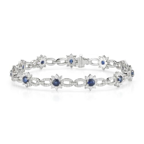 Sapphire & Diamond Flower Bracelet