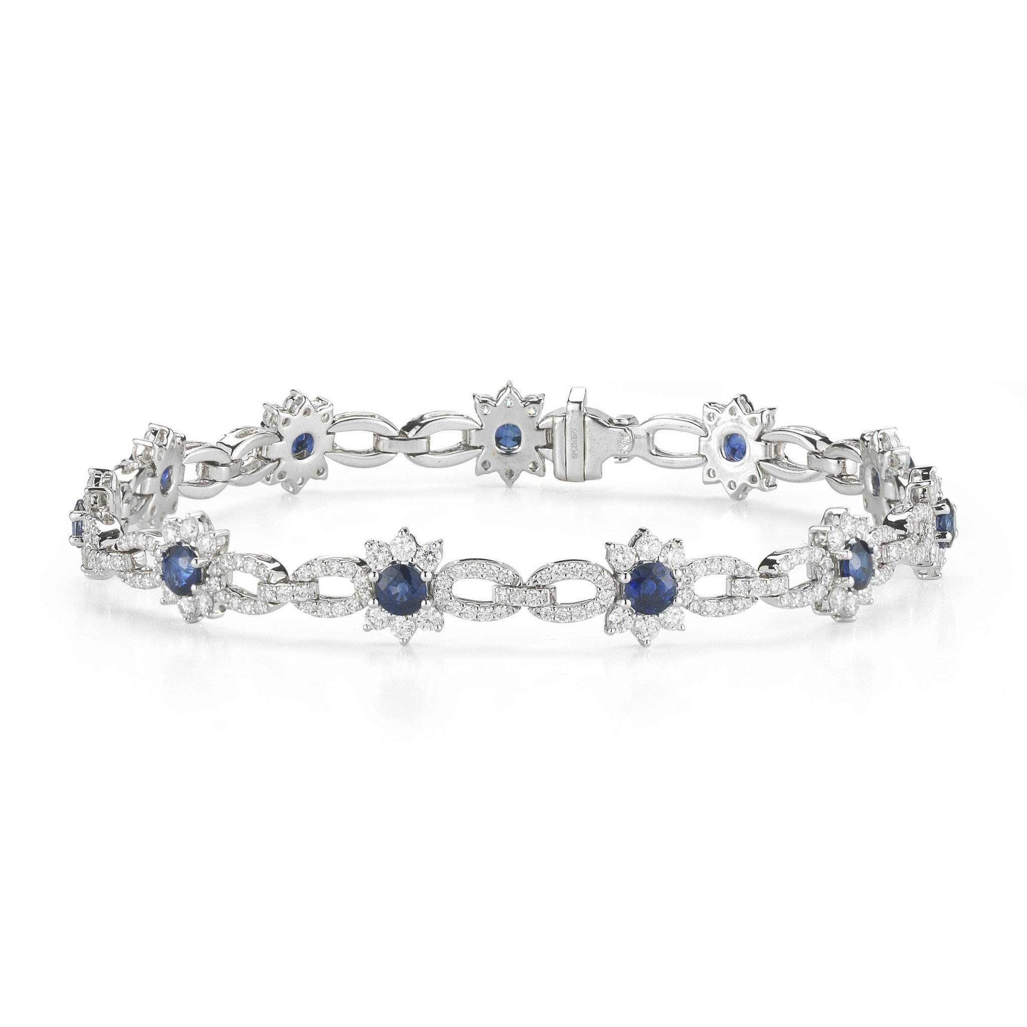 Sapphire & Diamond Flower Bracelet - Raven Fine Jewelers