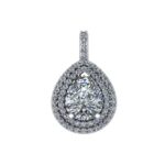 3.00 Carat Pear Harro Moissanite & Diamond Double Halo Pendant Necklace