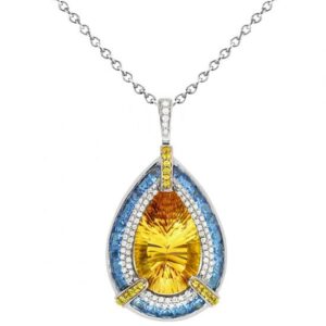 Citrine, Yellow Sapphire, Blue Topaz & Diamond Necklace