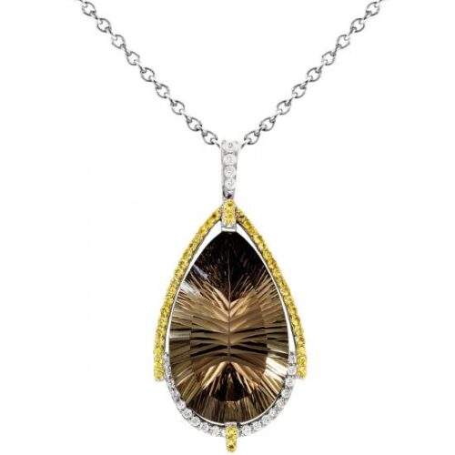 Smoky Topaz, Yellow Sapphire & Diamond Necklace
