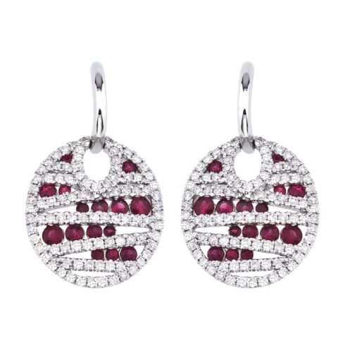 Ruby & Diamond Round Modern Earrings