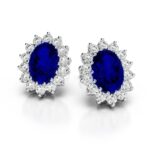 8x6mm Oval Sapphire & Diamond Stud Earrings