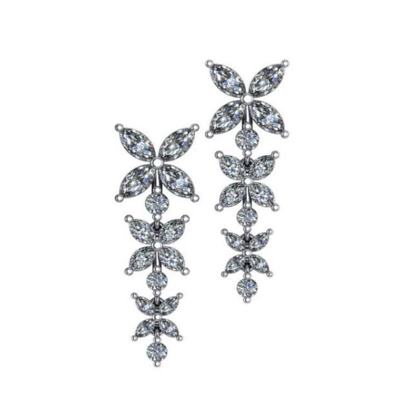 6.00 ctw Marquise & Round Diamond Flower Dangle Earrings