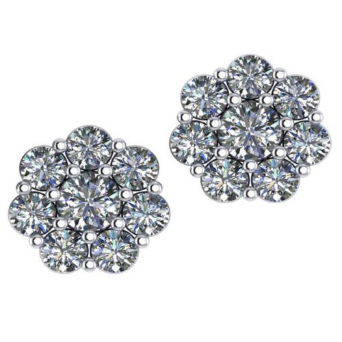 1.52 Carat Diamond Flower Stud Earrings