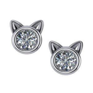0.50 ctw Bezel Diamond Cat Stud Earrings