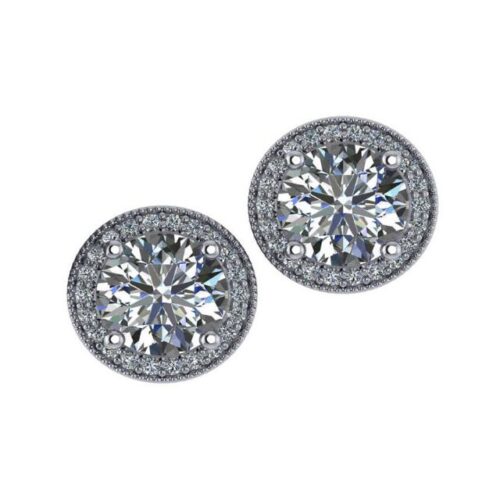 8.5mm Forever One Moissanite & Diamond Halo Red Carpet Stud Earrings