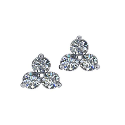 1.50 Carat Diamond Trio Stud Earrings