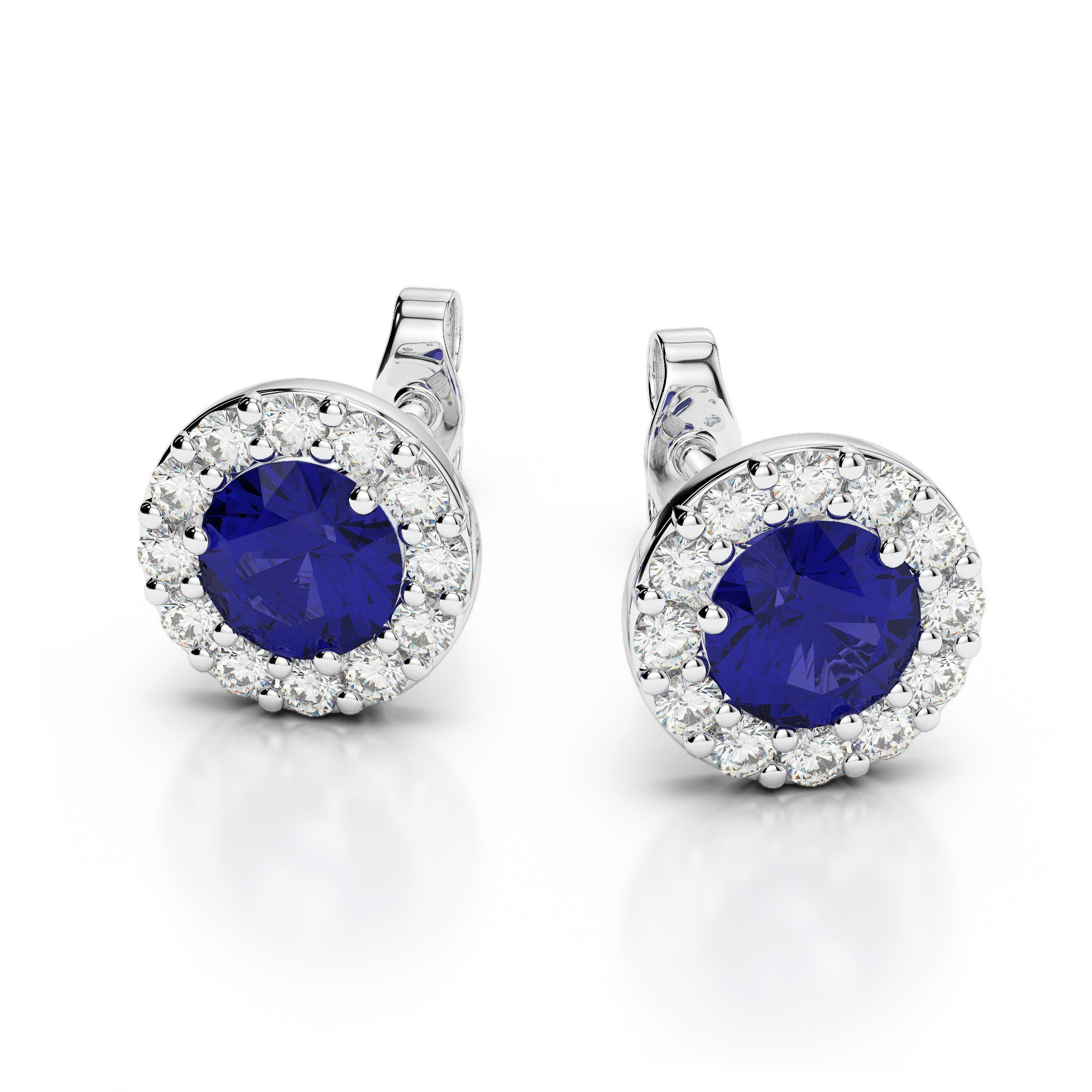 4mm Sapphire & Diamond Halo Studs - Raven Fine Jewelers