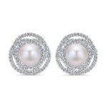 Pearl & Diamond Swirl Earrings