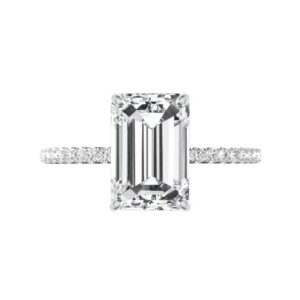 4.60 Carat Emerald Moissanite & Diamond Hidden Halo Ring