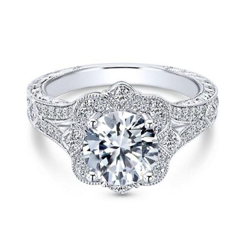 1.46 ctw Diamond Floral Vintage Engagement Ring