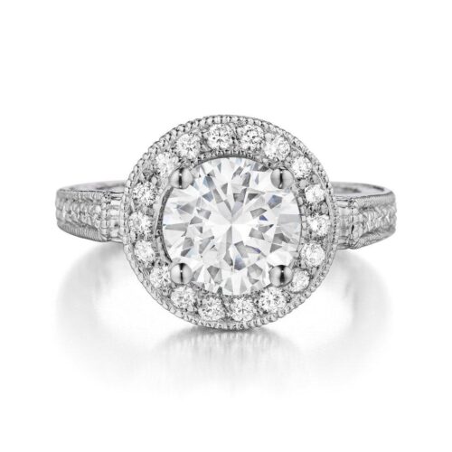 2.00 Carat Diamond & Halo Vintage Style Ring