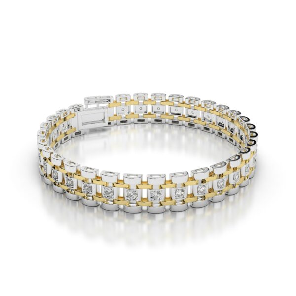 Men's Diamond Link Bracelet 14k Two Tone