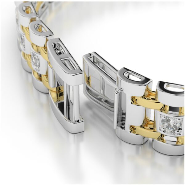 Men's Diamond Link Bracelet 14k Two Tone