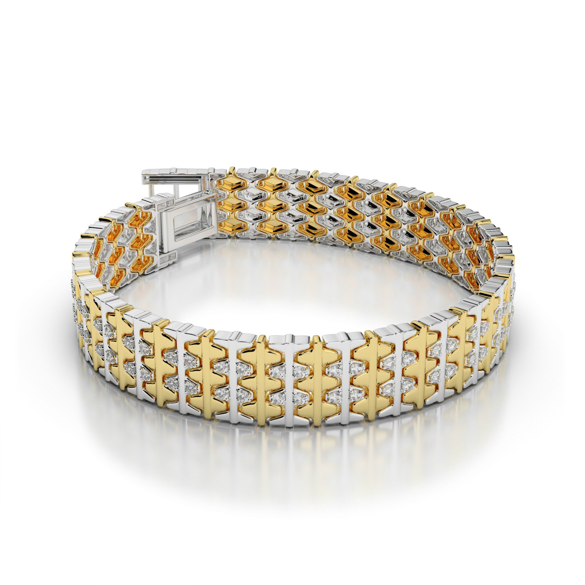 Ad Diamond Gold Mens Fancy Bracelet