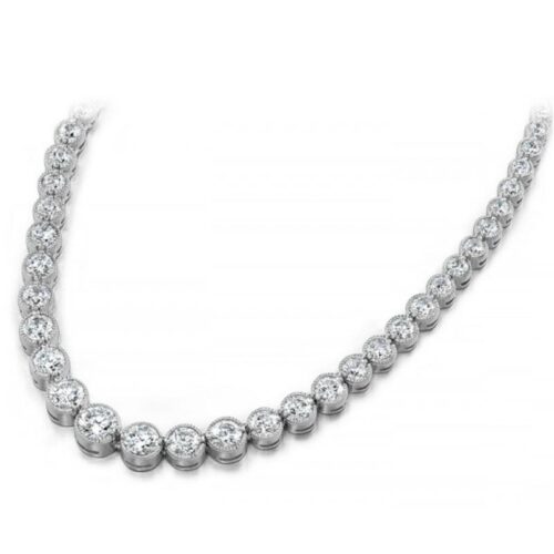 15 Carat Diamond Milgrain Bezel Tennis Necklace