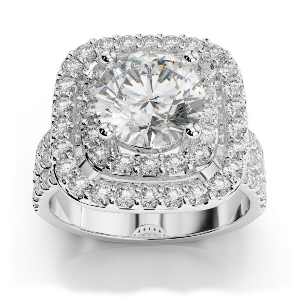 2.41 ctw Diamond & Double Halo Three Row Engagement Ring