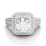 1.80 ctw Vintage Style Three Sided Diamond Pave Engagement Ring