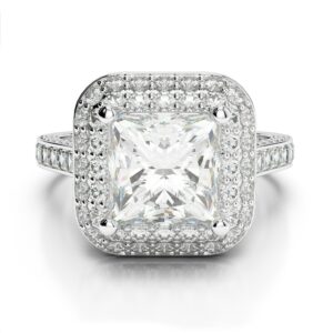 2.14 ctw Princess Diamond Double Halo Engagement Ring