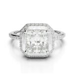 1.47 ctw Asscher Cut Diamond & Halo Engagement Ring