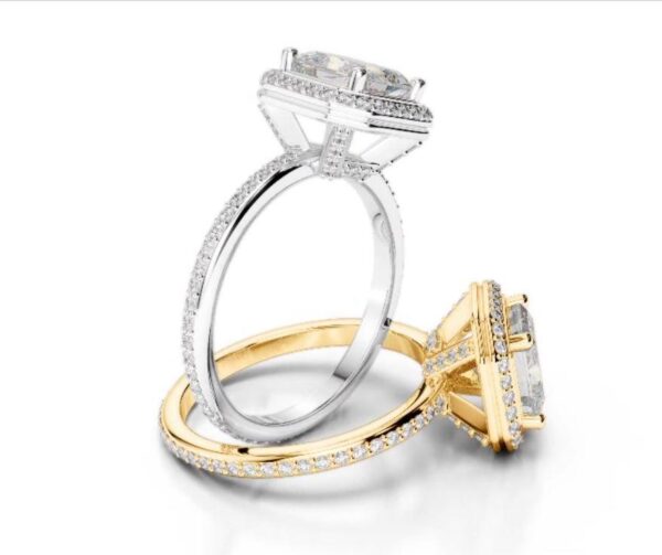 1.47 ctw Asscher Cut Diamond & Halo Engagement Ring