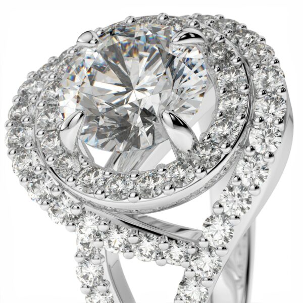 1.50 ctw Diamond & Swirl Halo Split Shank Engagement Ring