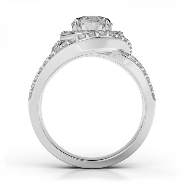 1.50 ctw Diamond & Swirl Halo Split Shank Engagement Ring