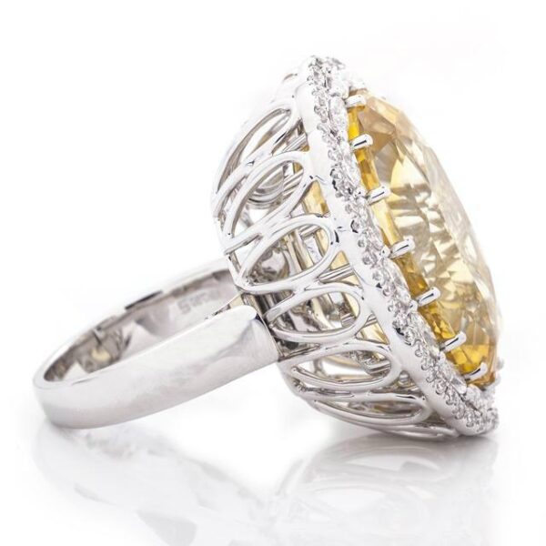 41.00 Carat Oval Yellow Sapphire & Diamond Ring (Converts to Pendant)