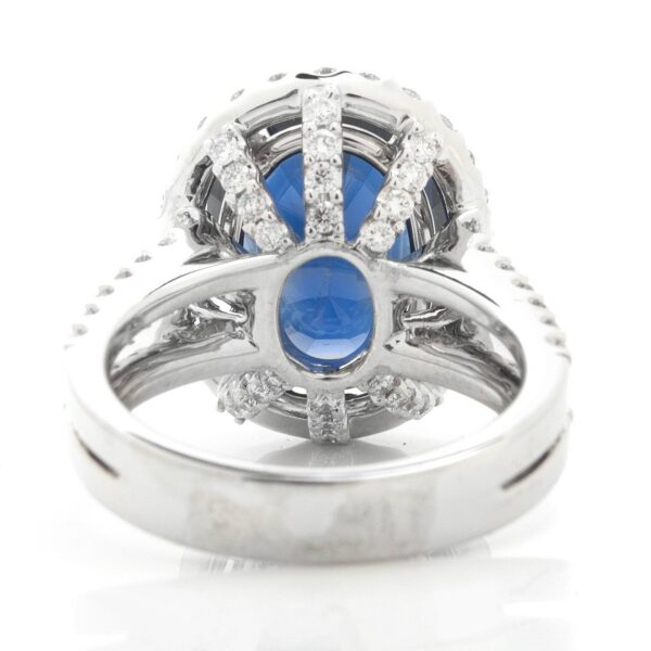 7.60 Carat Oval Blue Sapphire & Diamond Cocktail Ring
