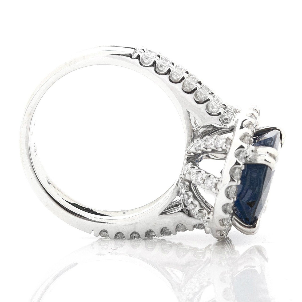 7.60 Carat Oval Blue Sapphire & Diamond Cocktail Ring - Raven Fine Jewelers